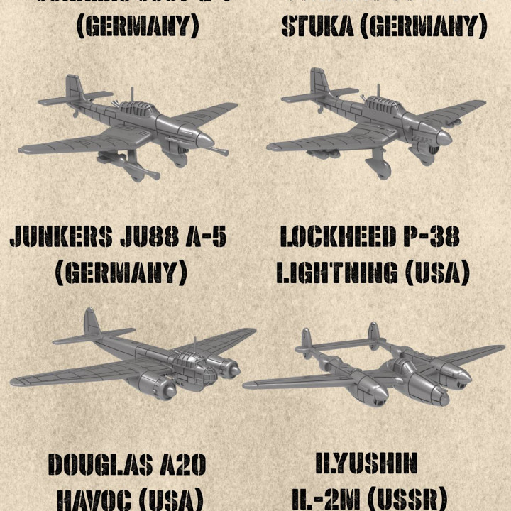 STL PACK - 18 Battle planes of WW2 (Volume 4, 1:200) - PERSONAL USE's Cover