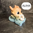 Baby dragon eating a donut image