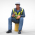 N7 Sitting Construction worker 3D print model image