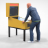 N3 Arcade Game man playing with Pinball Machine 3D print model image