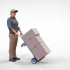 Package delivery guy with hand cart or construction worker 3D print model image