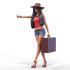 Hitchhiking Waiting Girl with old baggage image