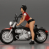 attractive girl on the motorbike in shorts and a mini jacket with curly hair image
