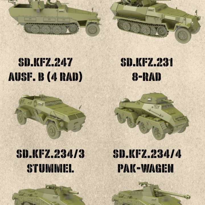 STL PACK - 17 GERMAN Armored vehicles of WW2 + Crewmen (1:56, 28mm) - PERSONAL USE's Cover