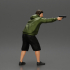 gangster man in a hoodie and shorts shooting a gun behind the car image