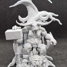 Picture of print of Bstmn17: Part 1- Clovis Minotaur Lord on throne (pre-supported) Part 1 of a larger diorama.