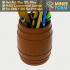 Medieval Wine Barrel Pencil Pen Holder for Office & Desk MineeForm FDM 3D Print STL File image