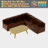 Dollhouse Living Room Set with Leather Sofa and Coffee Table MineeForm FDM 3D Print STL File image