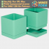 Minimalist Cube Self Watering Planter Simple Square Design MineeForm FDM 3D Print STL File image