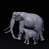 Palaeoloxodon mother and calf 1-35 scale pre-supported prehistoric elephant image